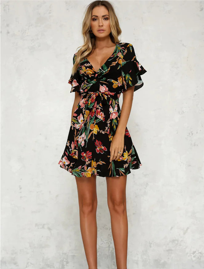 Short Sleeve Printed Dress