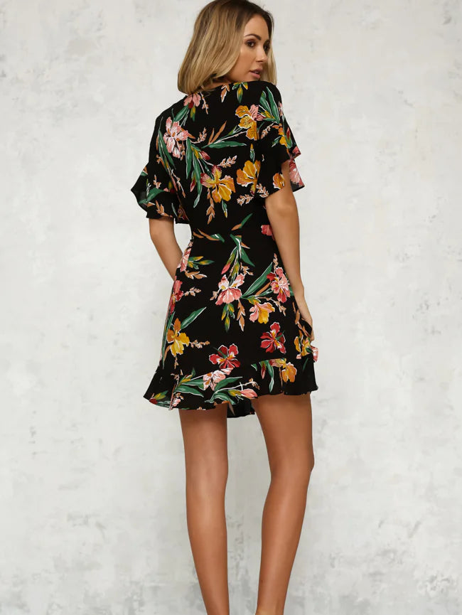 Short Sleeve Printed Dress